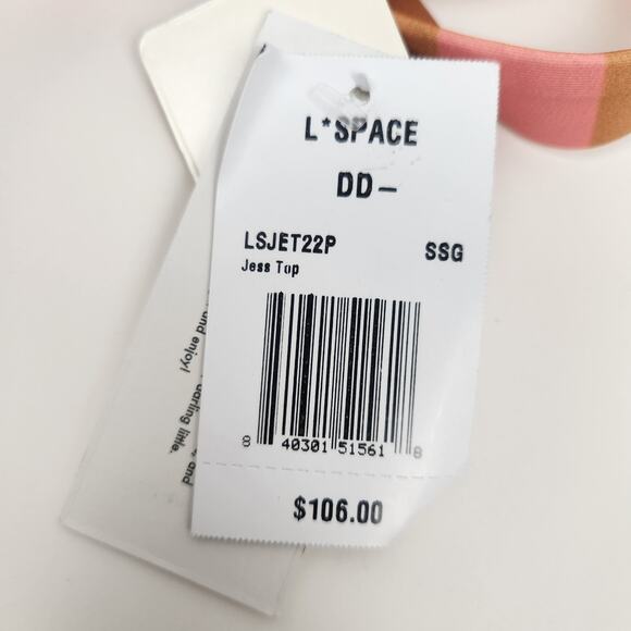 L*Space Jess Bikini Top in Brown Pink Plaid Size DD NWT - Picture 5 of 6